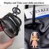 Yushen Clear Figure Display Bag with Keychain for Sonny Mystery Box Mini Figures Doll Carrying Display Case Keychain Pouch for Collectibles (Black, Cabin)