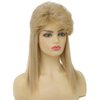 Kaneles Women Blonde Mullet Short Wigs 70s 80s with Bangs Shoulder Length Synthetic Wig for Retro Hippie Rocker Cosplay Wigs
