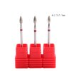 MZCMSL 3pcs Flame Shape Diamond Cuticle Clean Bits, 3/32 Shank Dry Manicure Drill Bits