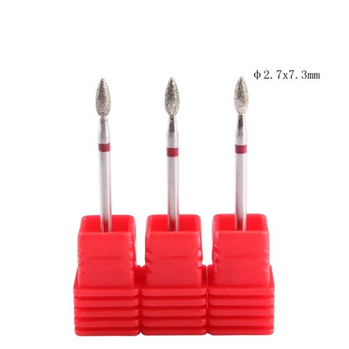 MZCMSL 3pcs Flame Shape Diamond Cuticle Clean Bits, 3/32 Shank Dry Manicure Drill Bits