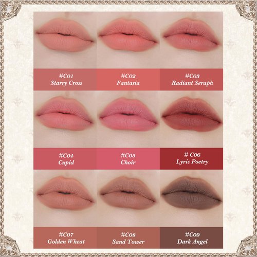 Flower Knows Little Angel Matte Lipstick,Super Soft & Ultra Silky Lip Stick,Long Lasting & Moisturizing Vegan Lip Mud for Girls&Women,Velvety Finish,3.5g,1Count(C04 Cupid)