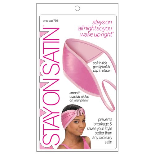 Stay On Satin Hair Wrap Cap Tie Up Womens Head Scarf for Sleeping, Assorted Colors