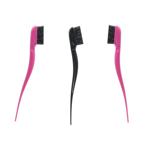 Cricket Amped Up Edges Hair Brush for Edge Control, Anti-Static, Soft, Nano-tapered, Vegan, for Smoothing and Styling Baby Hairs, Set of 3, 1 Black and 2 Pink
