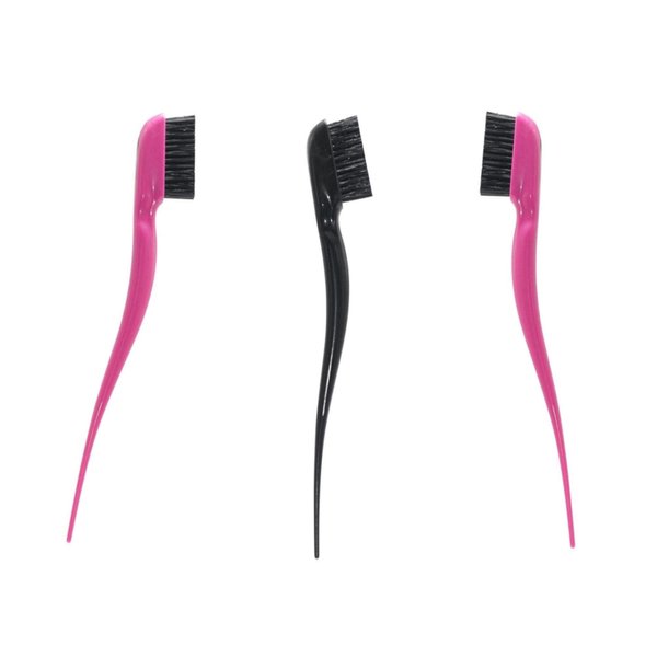 Cricket Amped Up Edges Hair Brush for Edge Control, Anti-Static, Soft, Nano-tapered, Vegan, for Smoothing and Styling Baby Hairs, Set of 3, 1 Black and 2 Pink
