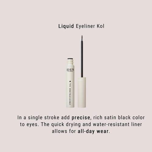Idun Minerals - Liquid Eyeliner Kol - Imparts A Rich Satin Black Colour Payoff - Vegan, Water-Resistant Formula Infused With Highly Purified Mineral Pigments - Quick-Dry Texture - 0.19 Oz