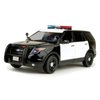 2015 Police Interceptor Utility Black and White with Flashing Light Bar and Front and Rear Lights and 2 Sounds 1/18 Diecast Model Car by Motormax 73996