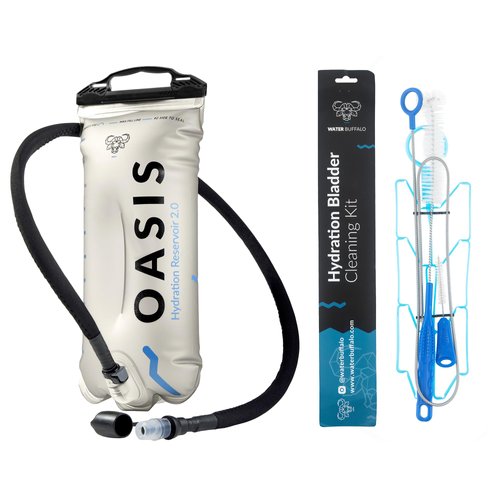 Water Buffalo Hydration Bladder - Water Bladder for Hiking Backpack - Leak Proof 3L Hydration Bladder - Includes Hydration Bladder Cleaning Kit - Oasis 3 Liter Hydration Bladder