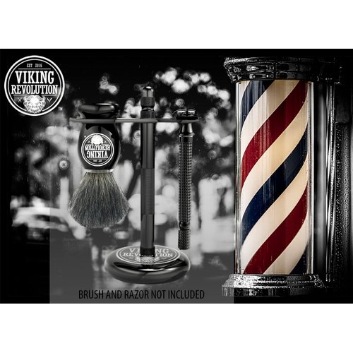 Viking Revolution Black Safety Razor Stand - Razor Holder and Shaving Brush Stand to Prolong the Life of Your Razor - Weighted Bottom for Extra Stability