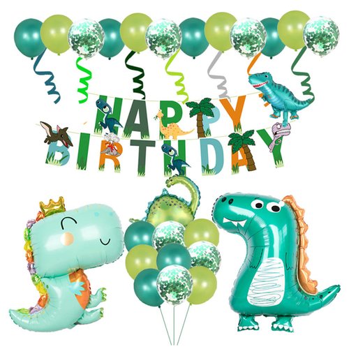 Dinosaur Birthday Decorations Cute Dinosaur Balloon Dinosaur Birthday Party Supplies Happy Birthday Banner Confetti Green Latex Balloon Baby Shower Decorations Boys and Girls LilyZheng