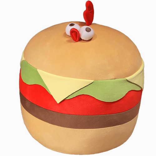 ELAINREN Silly Hamburger Chicken Stuffed Animal Toy, Cute Food Buger Chicken Plush Pillow Soft Cheeseburger Chicken Plushie Doll Gift for Kids,17.7''