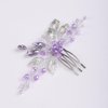 Teyglen Silver Leaf Headpiece Bridal Purple Crystal Hair Comb Amethyst Rhinestone Wedding Hair Comb Simple Hair Piece Hair Accessories for Women