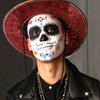 Day of The Dead Tattoos Halloween Temporary Face Tattoos Skeleton Floral Full Skull Face Mask Stickers Party Supplies