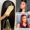 Lace Front Straight Wigs Artificial Hair Pre-Plucked Black Straight Wig Transparent Lace Frontal Wigs for African Black Women Synthetic Lace Front Closure Glueless Straight Wigs 26 inch