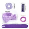 LTHYHJ 20 Piece Spa Headband and Wristband Set, Face Wash Headband, Skin Care Products Headband and Wristband Set, Bubble Headband,Gifts for Ladies, Women's Headbands(Purple)