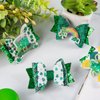 Whaline St. Patrick's Day Bow Clips Glitter Green Shamrock Clover Hair Pins Quicksand Bow Hair Barrettes Alligator Clip Hair Accessories for Girls Women Toddlers Holiday Birthday Gifts, 4 Pack