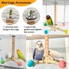 Bird Stand Perch Toy, Interactive Spinning Parakeet Toys, Wooden Exercise Wheel Parrot Toys, Enrichment Cockatiel Toys for Bird Cage, Bird Cage Accessories Perch Toy for Parakeets, Budgies, Lovebirds