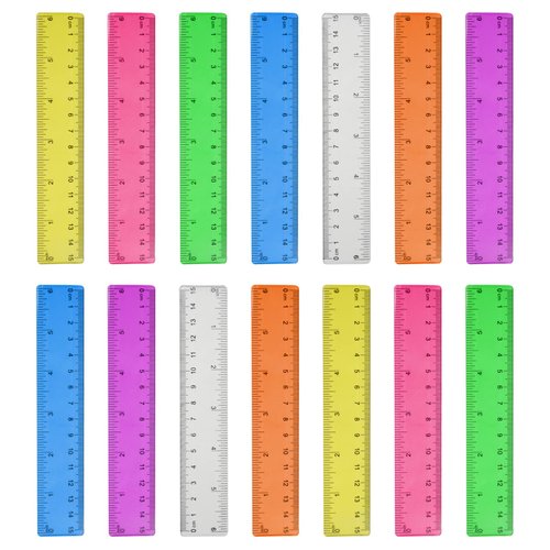 14 Packs 6 Inch Small Rulers for Kids,Plastic School Ruler with Inches and Centimeters,Assorted Colors Kids Ruler for School