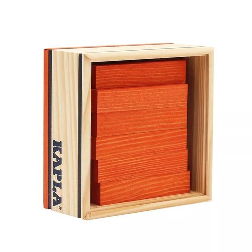 KAPLA 40 Squares Orange - Wooden Construction Set - 40 Orange Colored Building Planks - for Ages 3+