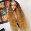 Fabimiya Curly Human Hair Wig Omber T 27 Lace Frontal Closure Jerry Curly Human Hair Wig Pre Plucked Pre Cut Lace Frontal Closure Glueless Wigs Elastic Band 200% Density