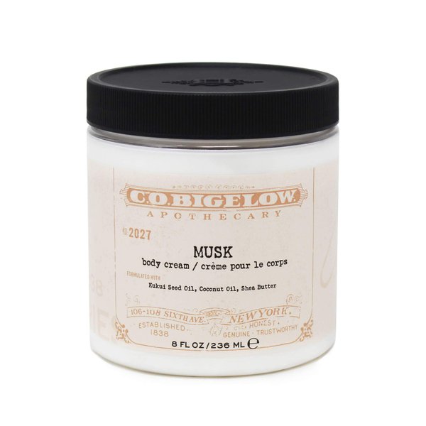 C.O. Bigelow Iconic Collection Musk Body Cream, with Kukui Seed Oil, Coconut Oil, and Shea Butter, 8 fl oz