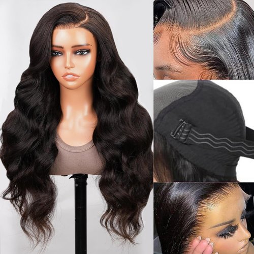 IUPin 13x4 HD Lace Front Wigs Human Hair for Black Women 250 Density Glueless Brazilian Virgin Hair Body Wave Lace Frontal Wigs Pre Plucked with Baby Hair Natural Color(20Inch,Black Body Wavy Wig)