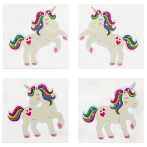 Unicorn Party Favors - Temporary Tattoos - 24 Cute Square Tattoos