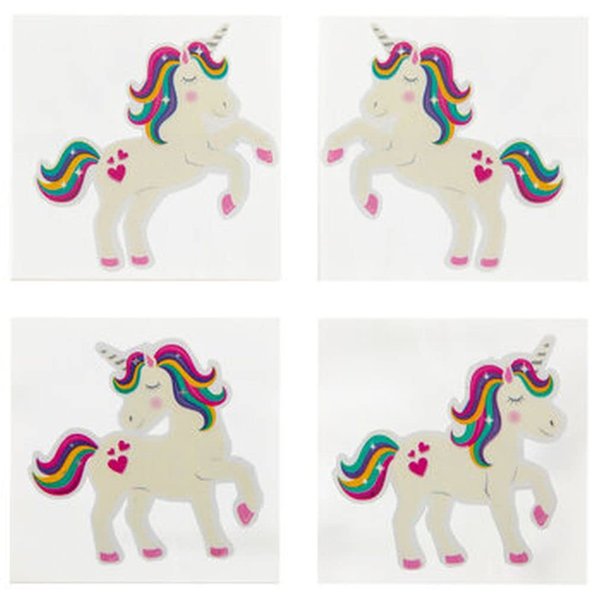 Unicorn Party Favors - Temporary Tattoos - 24 Cute Square Tattoos