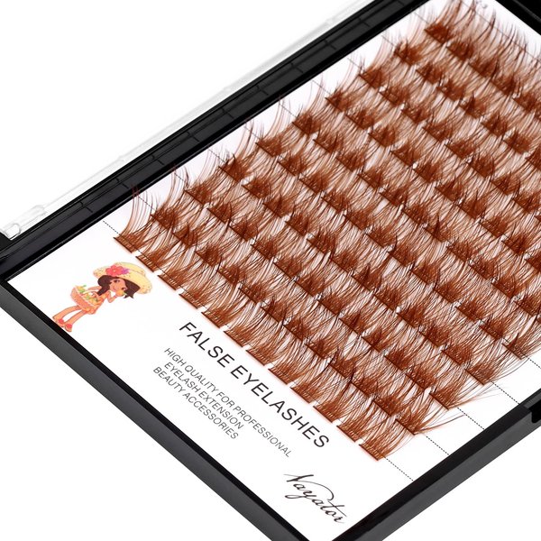 Vayator Color Lash Cluster Light Brown Dark Brown Black Brown Various Colored False Eyelashes Clusters Professional Makeup Lash Cluster Grafted Eyelash Extension（Light Brown-16mm）
