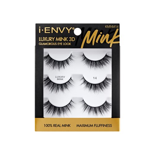 i-ENVY False Lashes, Mink 3D Lashes Value Pack Real Mink Maximum Fluffy Wispy Luxury Glamorous Natural Look Reusable Eyelashes (14)