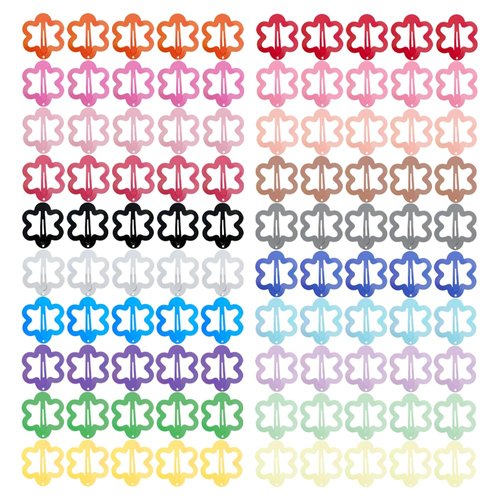 Flower-Shaped Hair Clips, ECADY (100-Pack 20-Colors) Metal Snap Barrettes for Girls, Women, Kids, for Holding & Decorating Hairstyles