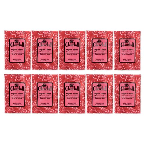 Churchill Coffee English Toffee 10 Portioned Packs -1.5 oz each - Ground - Flavored Coffee
