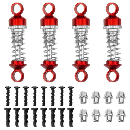 4Pack Vgoohobby 1/28 Shock Absorber Damper Suspension Shocks Upgrade Parts Compatible with WLtoys 1/28 284131 K979 K989 K999 RC Car (Red)