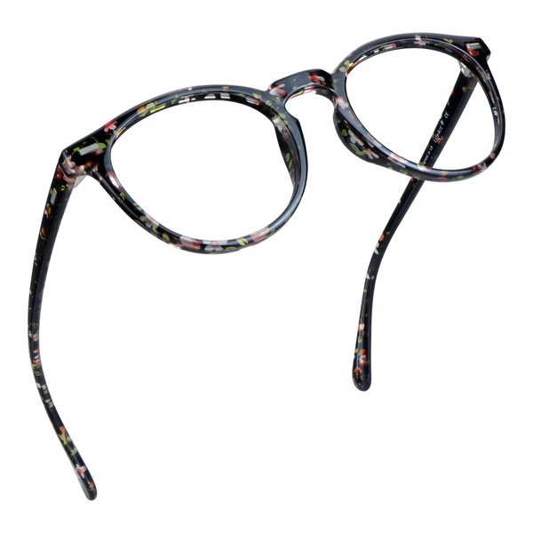 LifeArt Blue Light Blocking Glasses, Anti Eyestrain, Computer Reading Glasses, Gaming Glasses, TV Glasses for Women Men, Anti Glare (Floral, No Magnification)