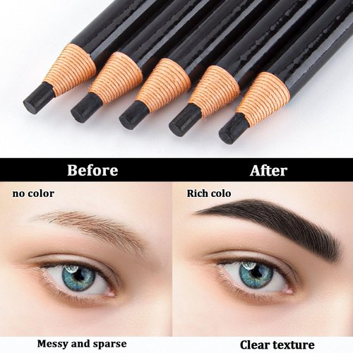 BowJian Waterproof Eyebrow Pencil Black Brow Pencil Eyebrow Liner Eyebrow Tint Brow Mapping Pencil Eyebrow Tattoo Makeup Microblading Pencil for Eyebrows Eyebrow Pen Eyebrow Mapping Pencil(5 Black)