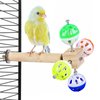 Bird Stand Perch Toy with Rotating Balls, Bird Toys for Parakeets, 7in Natural Pine Parrot Stand, Fun Toy for Birds Parrots Cockatiels Budgies Budgerigars Parrotlets Lovebirds (1 Pcs)