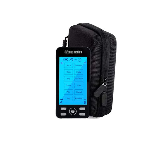 NueMedics Tens Unit Machine Pulse Massager Rechargeable Muscle Stimulator Device + Hard Travel Case