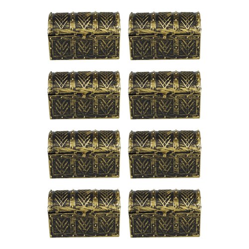YEYILILINHONG 8 Pcs Miniature Pirate Treasure Chests Box, Mini Vintage Pirate Jewelry Storage Box, Party Supplies Decor Store Gold Coins Gems, Plastic Kids Pirate Treasure Chest Toy
