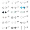 Staligue 18 Pairs Surgical Steel Earrings for Sensitive Ears Opal Pearl CZ Hypoallergenic Flat Back Stud Earrings for Women Men 20G Flower Back Cartilage Earrings Piercing Jewelry (Silver)