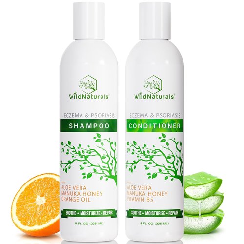 Wild Naturals Eczema Shampoo & Conditioner Set for Men & Women - Anti Dandruff Shampoo for Dry Scalp & Hair - Soothing Relief for Itchy Scalp - Psoriasis Shampoo for Scalp Treatment