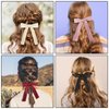 WLLHYF 4PCS Bow Hair Tie Satin Hair Ribbon Bowknot Long Tail Ponytail Holder Elastics Hair Scrunchies French Hair Scarf Bands Rope Princess Valentine's Day Hair Accessories for Women Girls