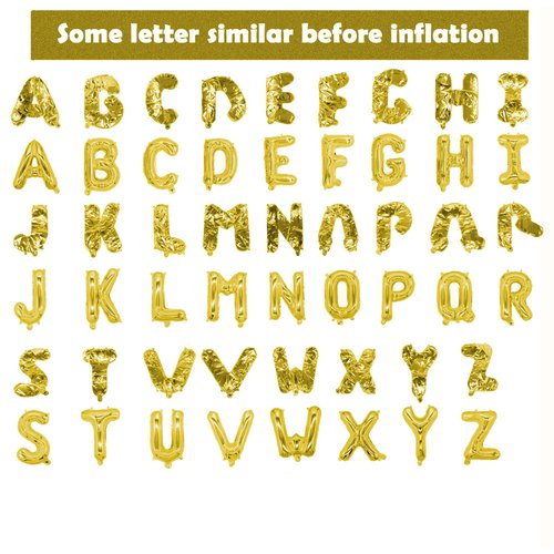 16 Inch Gold Letter Balloons Mylar Foil Alphabet Letter A-Z Balloons Set for Wedding Birthday Party Decoration Banner(26pcs Pack,) (Gold)