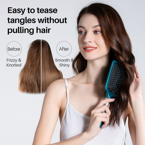 RHOS Paddle Hair Brush for Women&Men-Detangler Hair Brush with Nylon Bristlesfor Thick,Curly,Thin,Long,Wet&Dry Hair-Cushion Square Hair Brush for Detangling,Smoothing (1 Pack-Green)