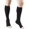 Truform 30-40 mmHg Compression Stockings for Men and Women, Knee High Length, Open Toe, Black, Medium