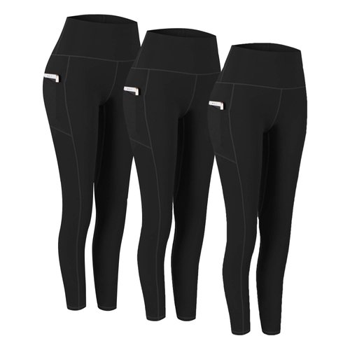 Fengbay 3 Pack High Waist Yoga Pants, Pocket Yoga Pants Tummy Control Workout Running 4 Way Stretch Yoga Leggings