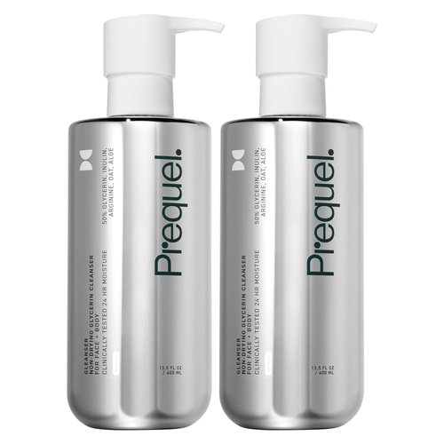 Prequel Skin Gleanser, Moisturizing Glycerin Face Wash, Body Wash 2-Pack. Professional Strength Face Cleanser for Women. Unscented Sensitive and Dry Skin Face Wash. 13.5oz (each) Pump Bottles