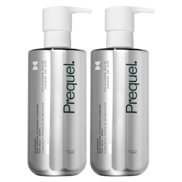 Prequel Skin Gleanser, Moisturizing Glycerin Face Wash, Body Wash 2-Pack. Professional Strength Face Cleanser for Women. Unscented Sensitive and Dry Skin Face Wash. 13.5oz (each) Pump Bottles