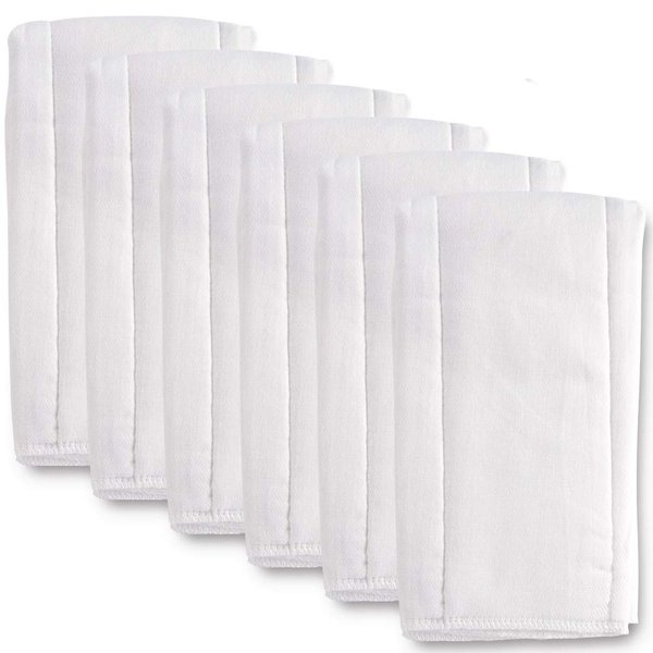Fasoar Cloth Diapers Prefold Covers 6 Pack - 6 ply 100% Unbleached Cotton, Thick Washable Absorbent Diaper Covers for Babies and Toddlers Multi-Use (10-35 lbs) 6 Pack