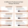 6Pcs Nail Art Brush Set - Nail Design Tool Including Nail Liner Brush, Ombre Brush, Nail Gel Polish Painting Brush Drawing Pen for Home Use and Professional Nail Salon