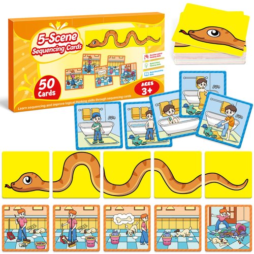 Kasfalci Sequencing Cards,Sequence Board Game for Kids,Speech Therapy Materials Toys for Autism,Story Storytelling,Social Skills,Sentence Building,Preschool Learning Activities,Classroom & Homeschool