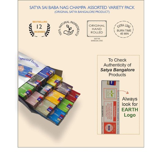 Nag Champa Incense Sticks Variety- Pack (12 Incenses, 140+ Sticks)